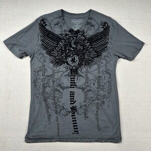 Apostasy Shirt Mens M Spirtual Gothic Y2K Angel Wings V Neck Felt Accents